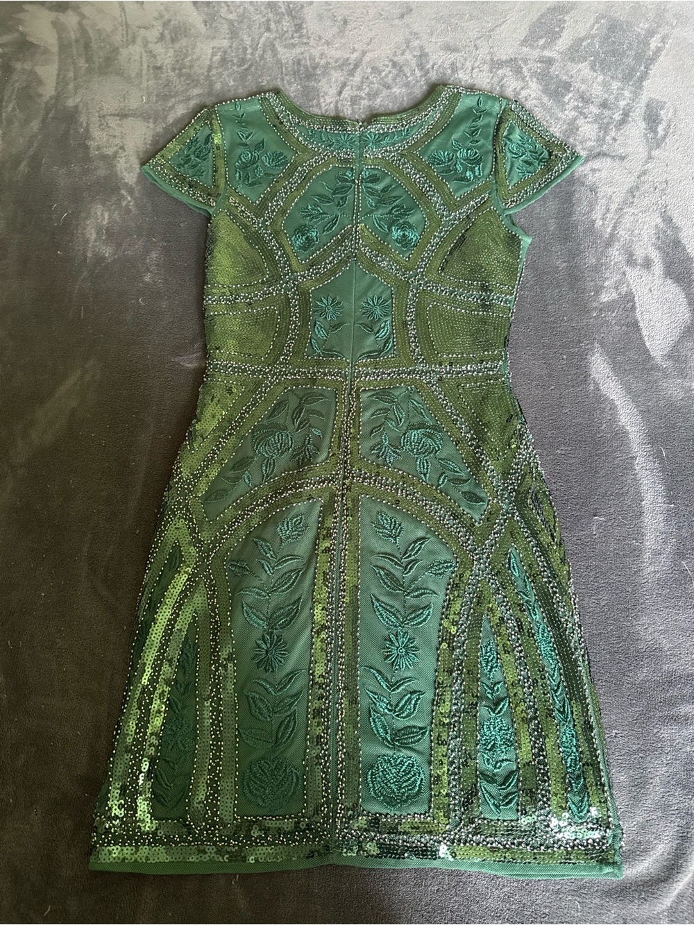 Lulu's Emerald Green Beaded Mini Dress - Picture 4 of 4